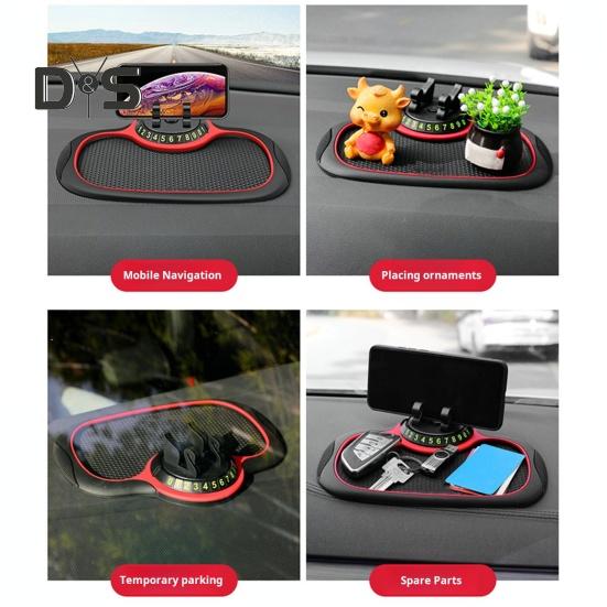 Автомобильный противоскользящий коврик для хранения, держатель для телефона, органайзер для приборной панели, моющийся, термостойкий, со свободным вращением, автомобильный держатель для телефона с парковочным номером