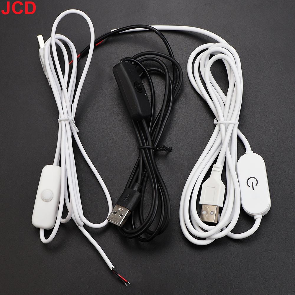 JCD 1pcs 5V Switch Power Supply Wire USB Male to 2 Core Connection Cable 501 Button ON OFF For LED Strip Lamp Bulb Light DIY