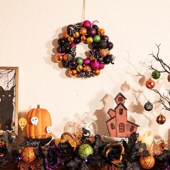 Valery Madelyn Halloween decoration wreath 30cm diameter 10 LED lights entrance wall hanging