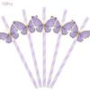 Purple Butterfly Party Supplies Disposable Tableware Set Paper Plates Cups Napkins Banner Girl Happy Birthday Baby Shower Decor