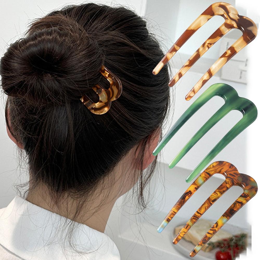 Three Tooth Inserted Comb Hairpin, Lazy Man Bun Head Hair Tool, U-Shaped Hairpin Hairpin Hairpin, Simple Hairpin For Women