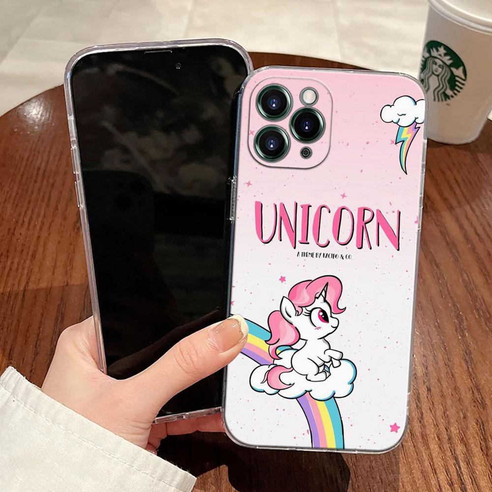 Cute Rainbow Unicorn Transparent Case For Apple iPhone 17 16 15 14 13 12 11 Pro Max 16 Plus 16E 17Air 17Pro Phone Cover Silicone