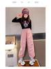 2025 Girls' Plus Velvet Cargo Pants - Elastic Ankle, Loose Fit, Autumn/Winter Comfort for Children