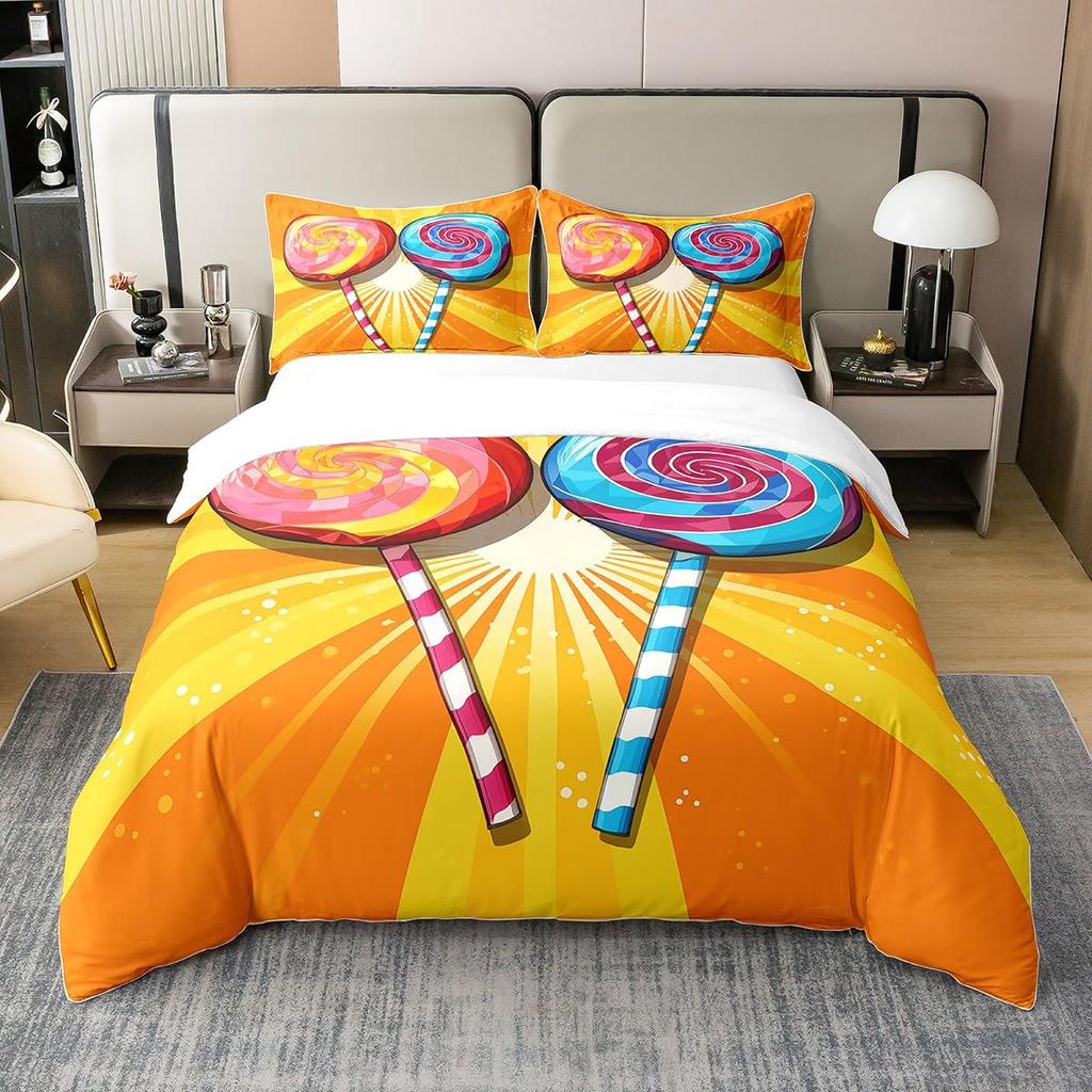 Радужный леденец Пододеяльник для детей мальчиков девочек Квин Легкие пододеяльники Сладкий тематический постельный набор Декор комнаты Без одеяла