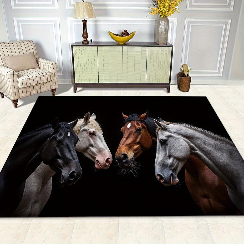 Four Running Horses Art Door Mat, Non-Slip Soft Decorative Entryway Rug, Durable Indoor Floor Carpet for Bedroom Living Room