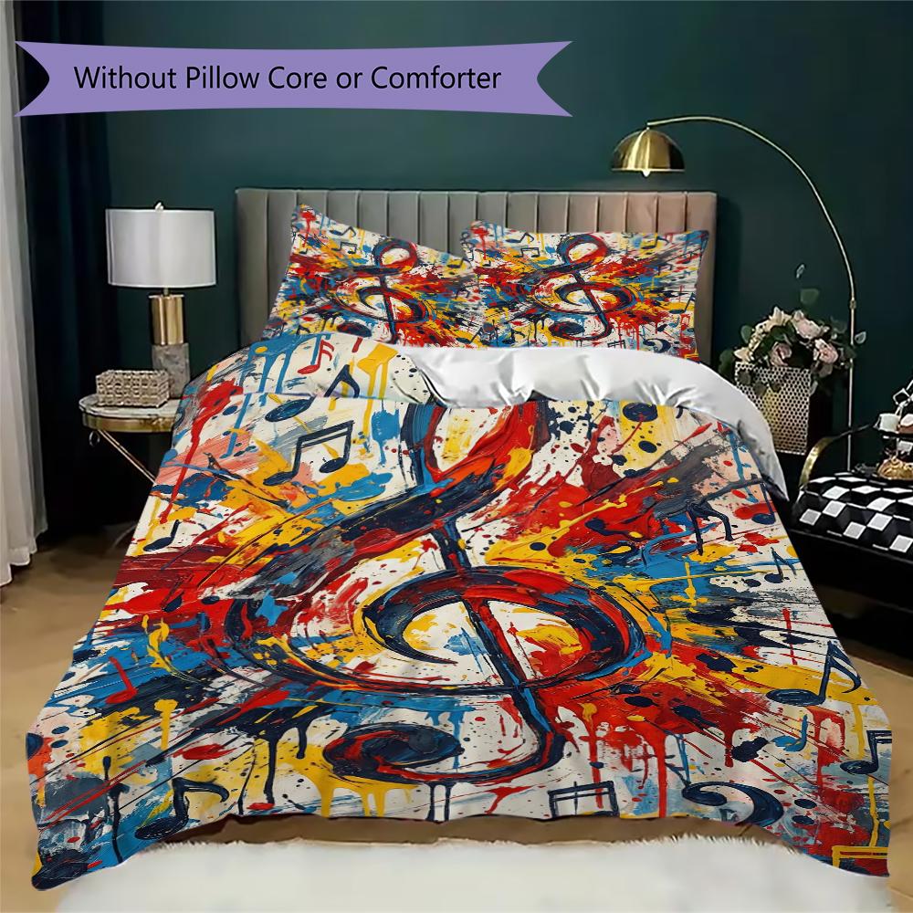 Guitar Music Pattern Bedding uilt Set uilt Cover Pillowcase Home Decoration Birthday Gift (1 * duvet cover + 2 * pillowcase without core)10