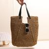Large Hand-woven Summer Beach Handbag, Handmade Straw Tote Bag, Casual Top-handle Rattan Woven Semi-circle Clutch Bag for Women, Travel, Vacation