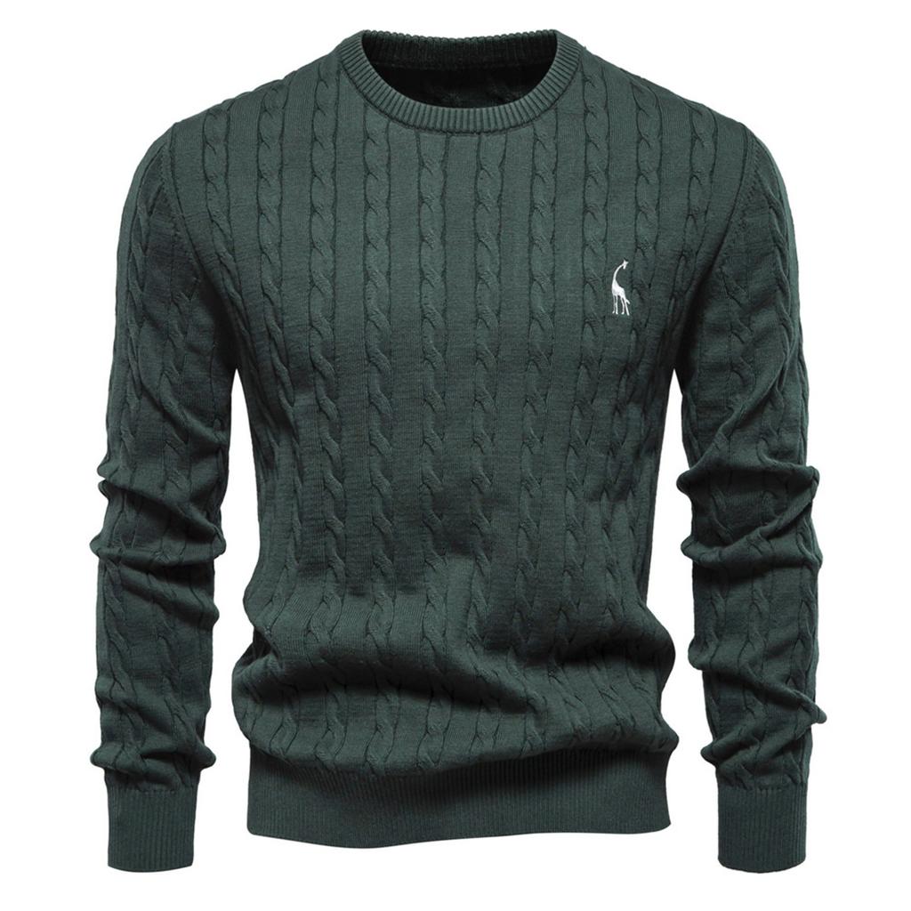 Men's Autumn Long Sleeve Solid Color Sweater Men's Loose Solid Color Round Neck Casual Sweater