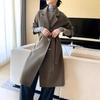 Women's High-End Double-Faced Wool Overcoat with Tie-Belt, 100% Wool, Over-the-Knee, Autumn/Winter.