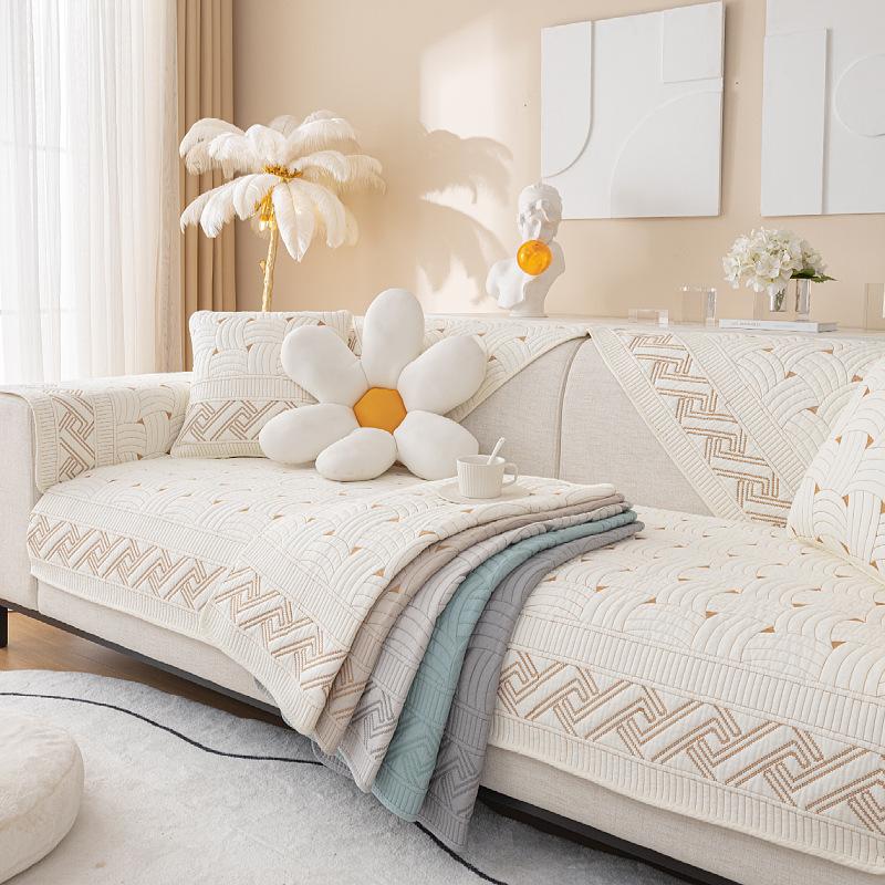 Универсальная хлопковая стеганая тканая диванная подушка Four Seasons, современная простая нескользящая диванная подушка с вышивкой, полотенце