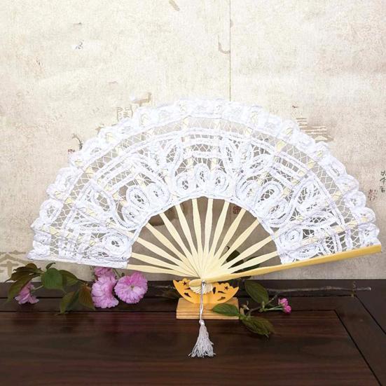 27 см кружевной складной веер с кисточкой винтажный свадебный танцевальный реквизит для фотографий портативный летний ручной веер вечерние принадлежности подарок
