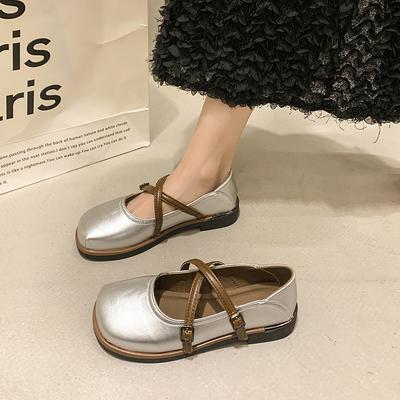 Мода 2024 года, новые французские туфли из кожи, женские весенние английские туфли с круглым носком и толстой подошвой, одинарные туфли для женщин, массивные, вулканизированные