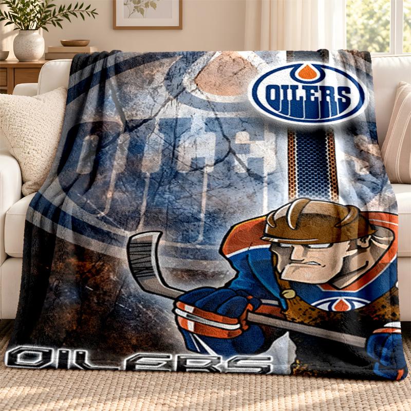 Edmonton Oilers blanket Flannel Blanket Soft Cozy Plush Throw for Sofa Bed Lightweight Home Decoration Outdoor camping