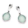 [Q6751] - Silver 'Meghan' Aqua Agate Silver Earrings (rhodium-plated) - 28x12 Mm
