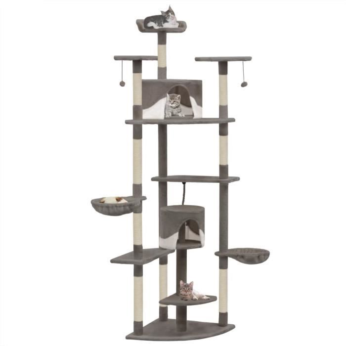 VidaXL Arbre à chat avec griffoirs en sisal 203 cm Gris et Blanc