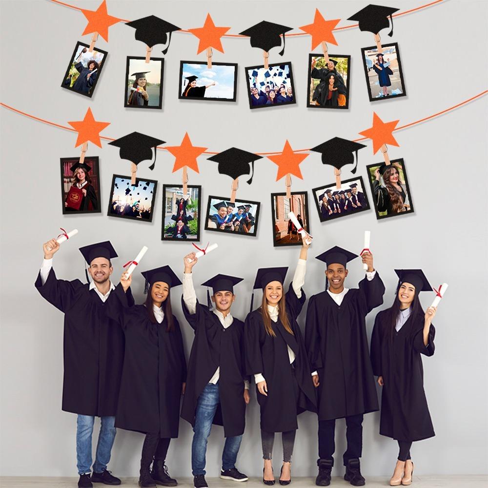 Black Gold Graduation Photo Banner Celebrate Graduation Hanging Decor  Party Favors