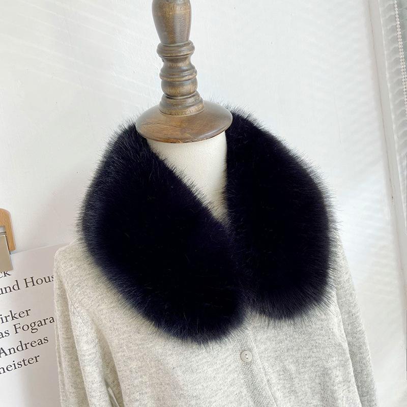 Зимний утолщенный искусственный мех лисьего меха для мужчин и женщин, универсальный хлопковый шарф для одежды, пальто с круглым вырезом, женский шарф