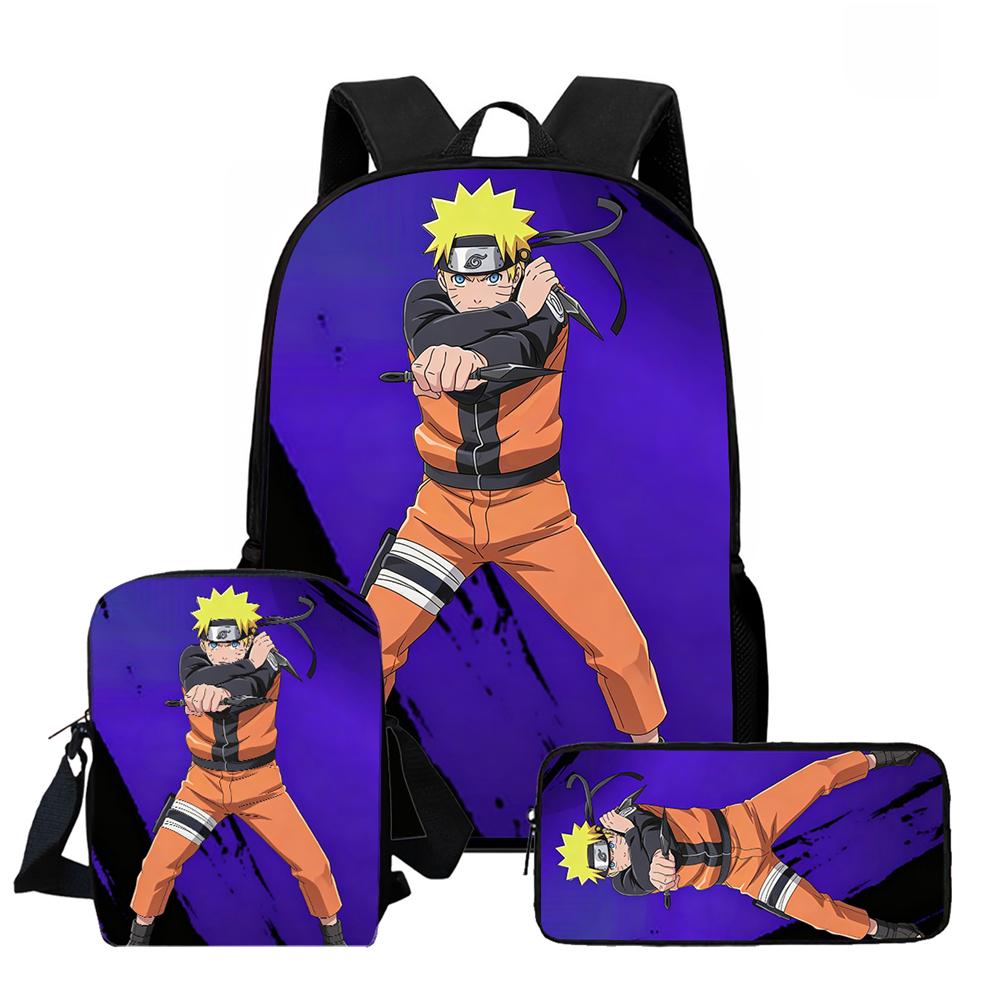 Школьный повседневный рюкзак NARUTO для детей, 16-дюймовый легкий анимированный ученический рюкзак, с двумя карманами на молнии, прочный, для мальчиков и девочек возрастом 6-10 лет