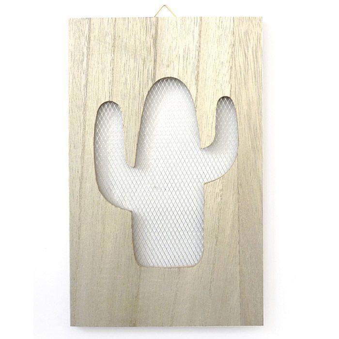 Decorative Wooden Cactus Wire Mesh Painting - 15 X 24 Cm