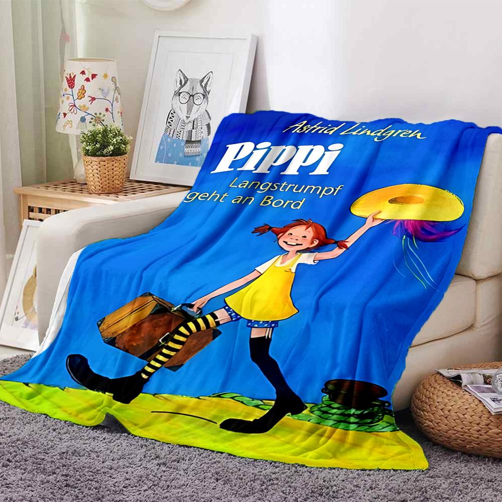 Pippi Goes Board Flannel Blanket Super Soft Warm Cozy Blanket For Sofa Bed Office Travel Allseason Home Decor Gift