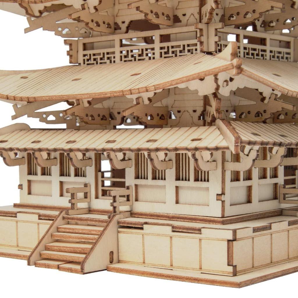 Tsukurundesu® 3D Wooden Puzzle Ornament Series (Five-Story Pagoda) with Japanese Instructions