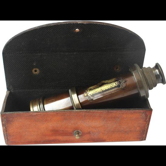 Nautical Handmade Retro Telescope Vintage Leather Box Pirate Movie Prop Designer Spyglass Home & Table Decor