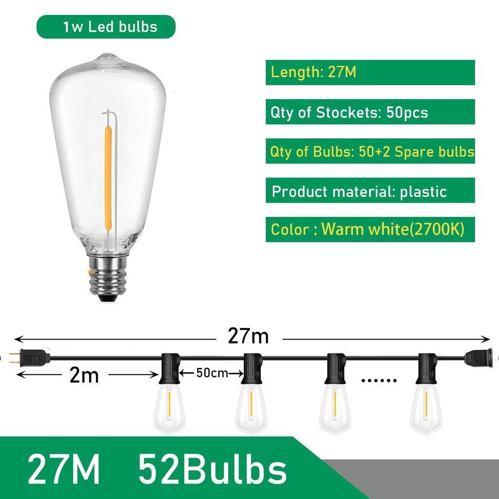 Гирлянда ST38 светодиодный глобус гирлянда наружная гирлянда с регулируемой яркостью для рождественской вечеринки декор сада гирлянда лампа уличная патио задний двор