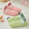 Knitted Slipper Socks Fluffy Winter Ankle Socks with Grips Non Indoor Warm Socks Slip Low Cut