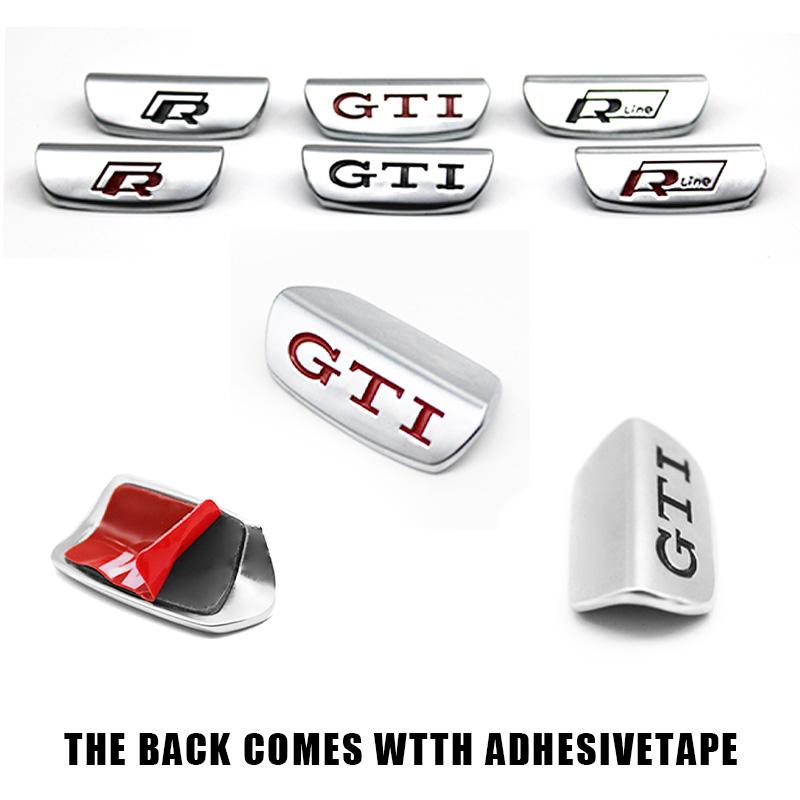 For Volkswagen Car Steering Wheel Accessories Metal Stickers Accessories For VW GTI R Line Polo Golf Passat Scirocco Tiguan Jetta T-ROC Touareg zs0