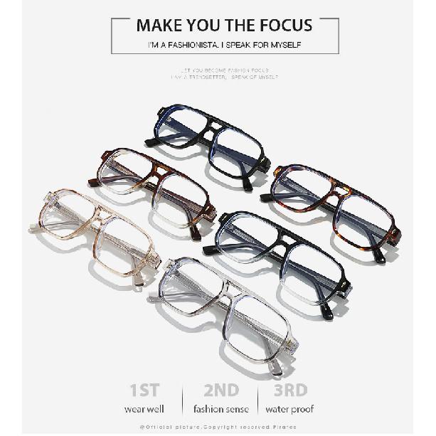 Aviator-style eyeglass frames, AC eyeglass frames, TR90 material, with adjustable temples, plain lenses