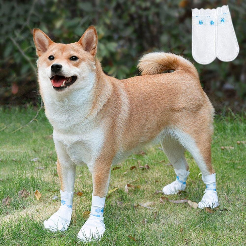12pcs/set Breathable Disposable Pet Shoe Covers Dustproof Dog Disposable Booties for Dogs Cats
