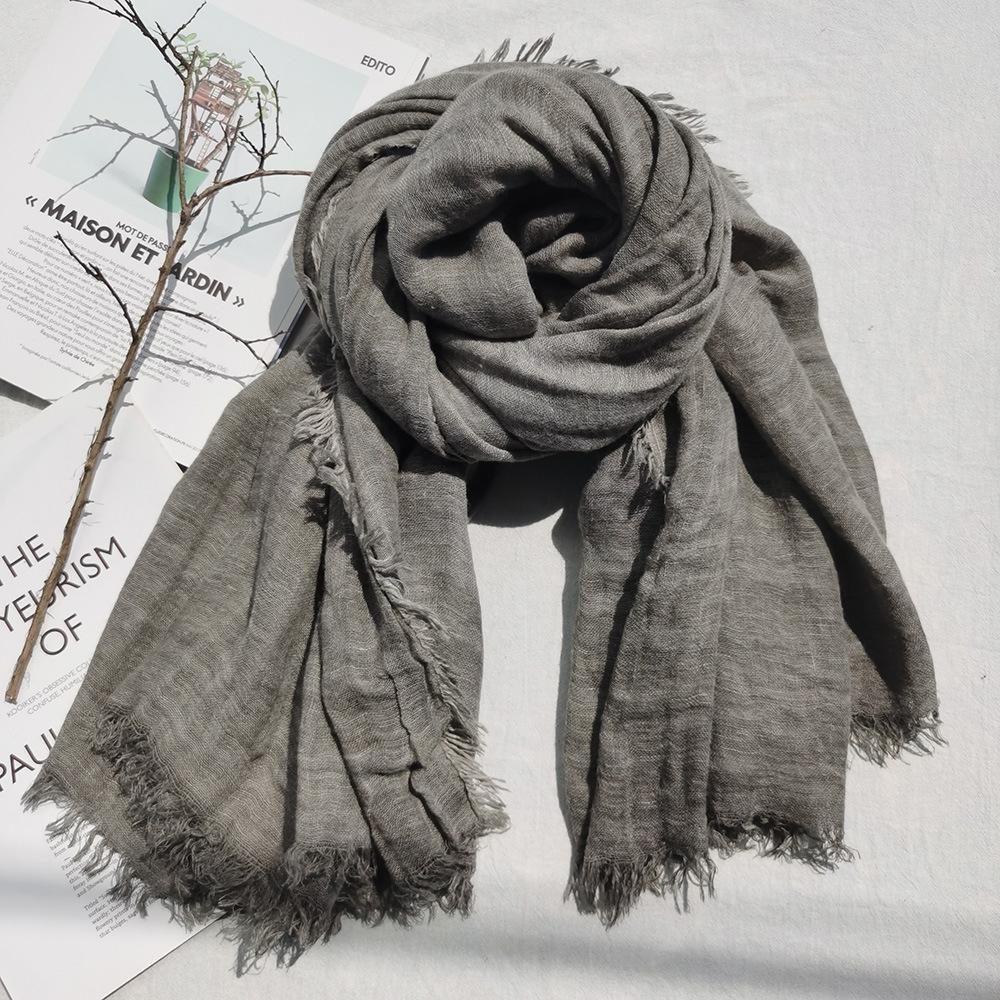 New Autumn and Winter Scarf Women's Shawl Wool Scarf Naturally Wrinkled Men's Scarf Turban