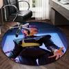 1pc Anime Design Round Carpet - Office Chair Mat with Purple Hair and Blue Floral Print, Suitable for Home Decor, Gaming Room