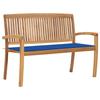 VidaXL Stackable Garden Bench and Cushion 128.5cm Solid Teak Wood