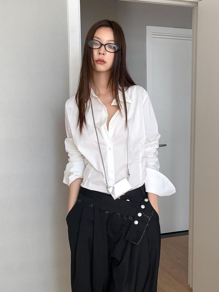 Dorothy Clothing Корейский стиль Длинный рукав Загнутый воротник Женская рубашка