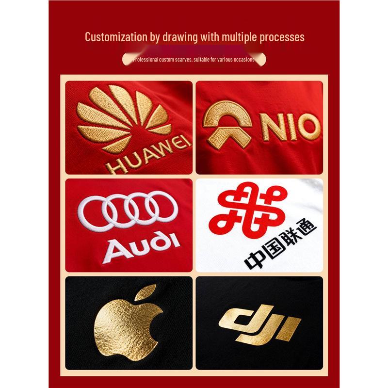 2026 Corporate Event Red Scarf with Custom Logo Embroidery - Anniversary Celebration Shawl
