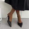 2024 новый острый средний каблук тонкий каблук ленивый одна педаль сумка голова французский минималистский женская летняя одежда сандалии большой размер женщины