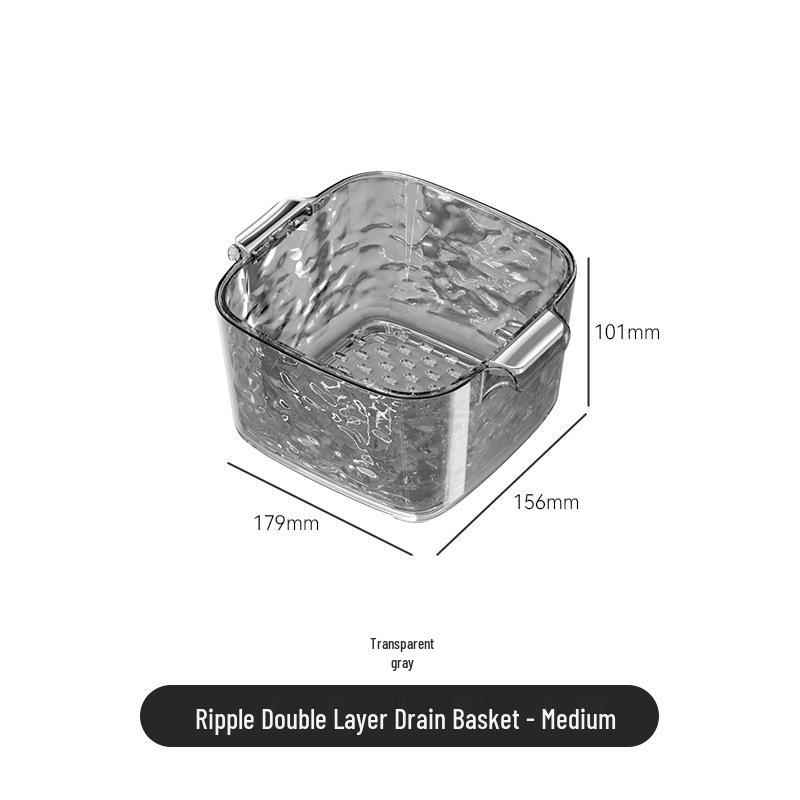 Dual-Layer Plastic Colander and Fruit Basket for Kitchen Use