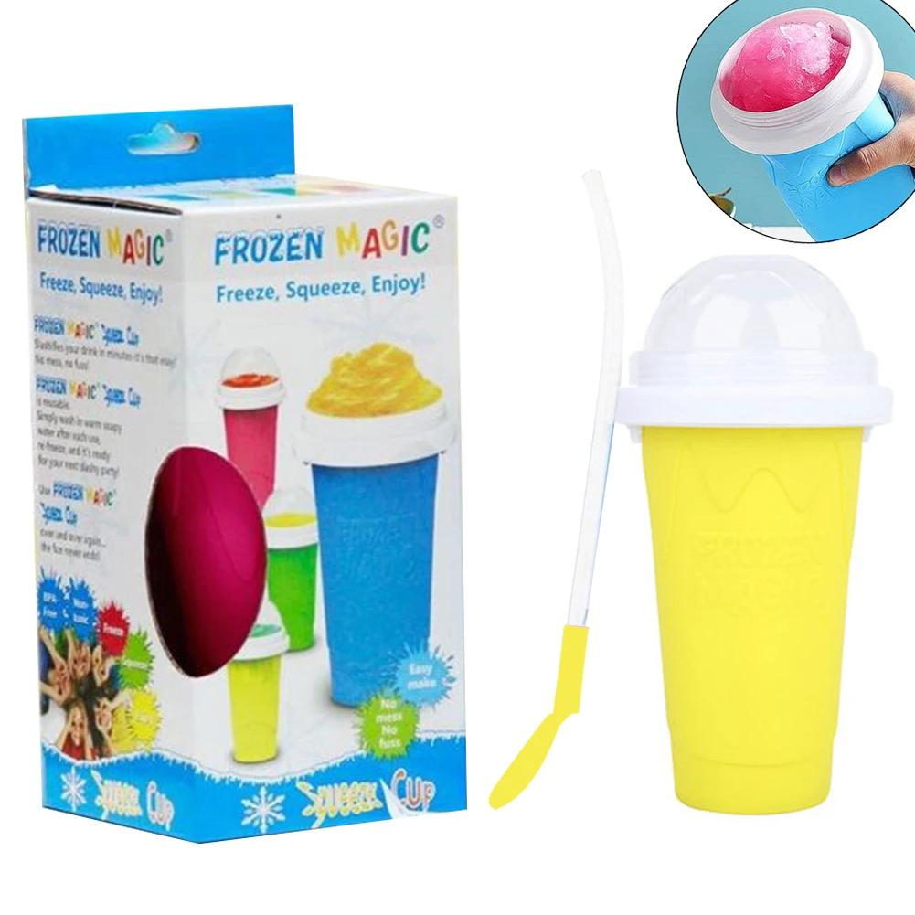Quick Frozen Smoothies Cups Slushy Ice Cream Maker Milkshake Cooling Cup Silicone Squeeze Slushy Cup DIY Homemade Freeze Drinks