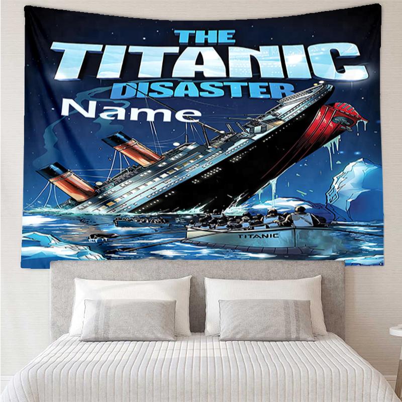 Custom Name Titanic Print Tapestry, Backdrop, Easy Setup, Ideal for Bedroom, Office & Living Room, with Aesthetic Wall Hanging Decor.