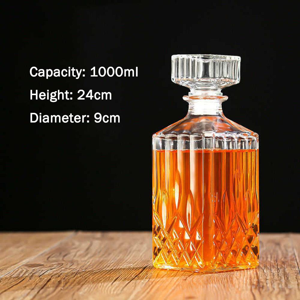 Carving Glass Wine Bottle, Whiskey Red Wine Liquor Wine Separator, Wine Cabinet Decoration, Empty Wine Bottle, 8000/1000ML