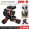 K&F CONCEPT Высокоточная жидкостная головка Грузоподъемность 13,2 фунта/6 кг Трехходовая штативная головка с шестеренчатым механизмом из алюминиевого сплава для фотосъемки камеры