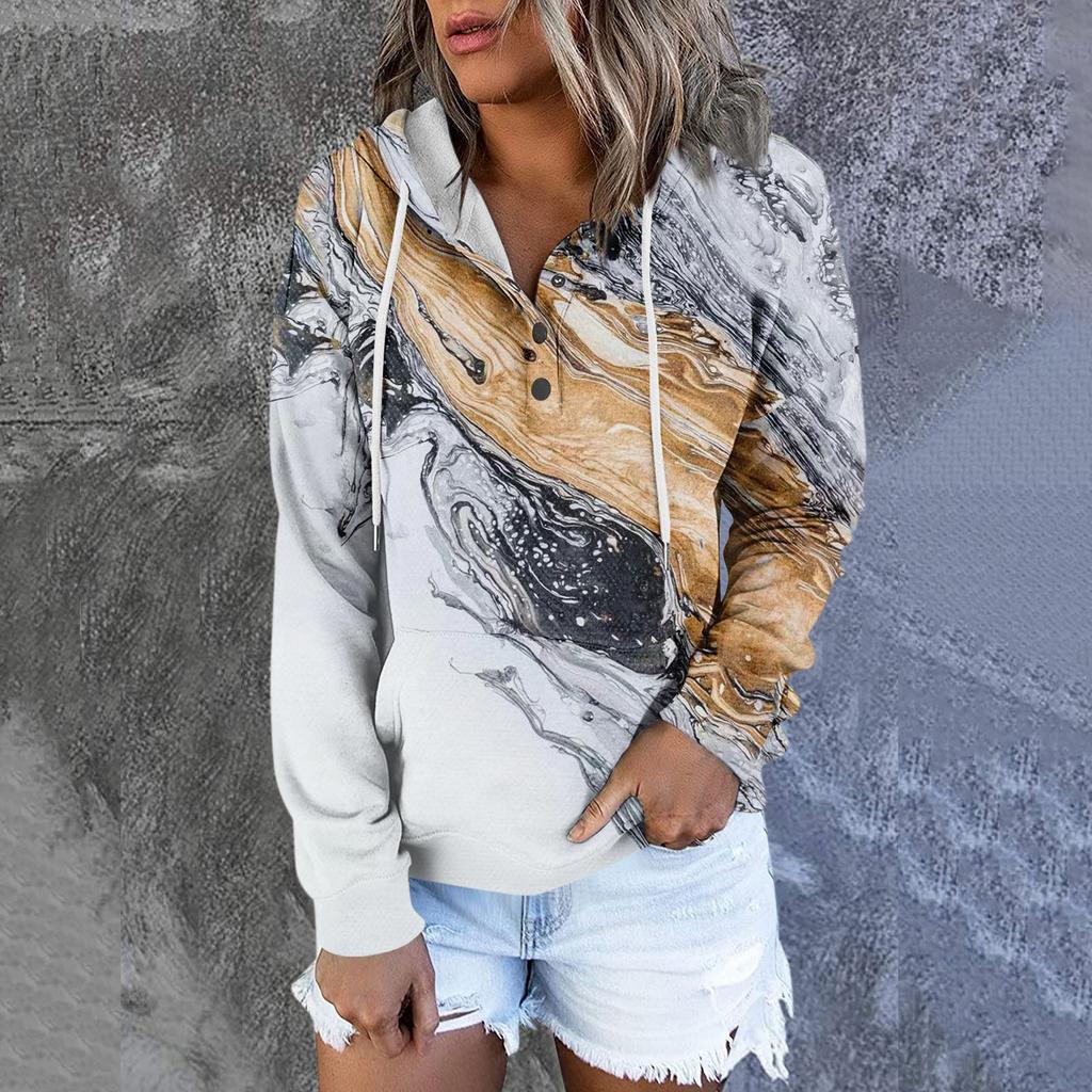 Women's Casual Fashion Print Long Sleeve Pullover Hoodies Sweatshirts