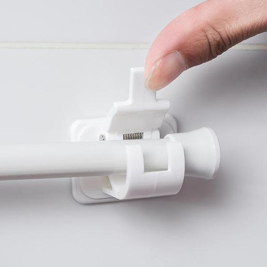 Curtain Rod No Drilling Self Adhesive Telescopic Drapery Rod Anti-slip Anti-rust Bedroom Kitchen Curtain Rod Holders Clothes Drying Rod