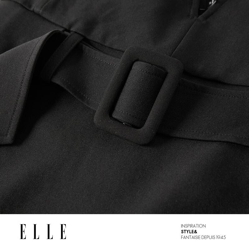 ELLE Французское мини-платье с V-образным вырезом и лямкой на шее, А-силуэта