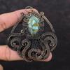 Copper Amazonite Pendant Copper Wire Wrapped Pendant Gemstone Jewelry Octopus Pendant Handmade Pendant Copper Wire Wrap Jewelry Gift For Him