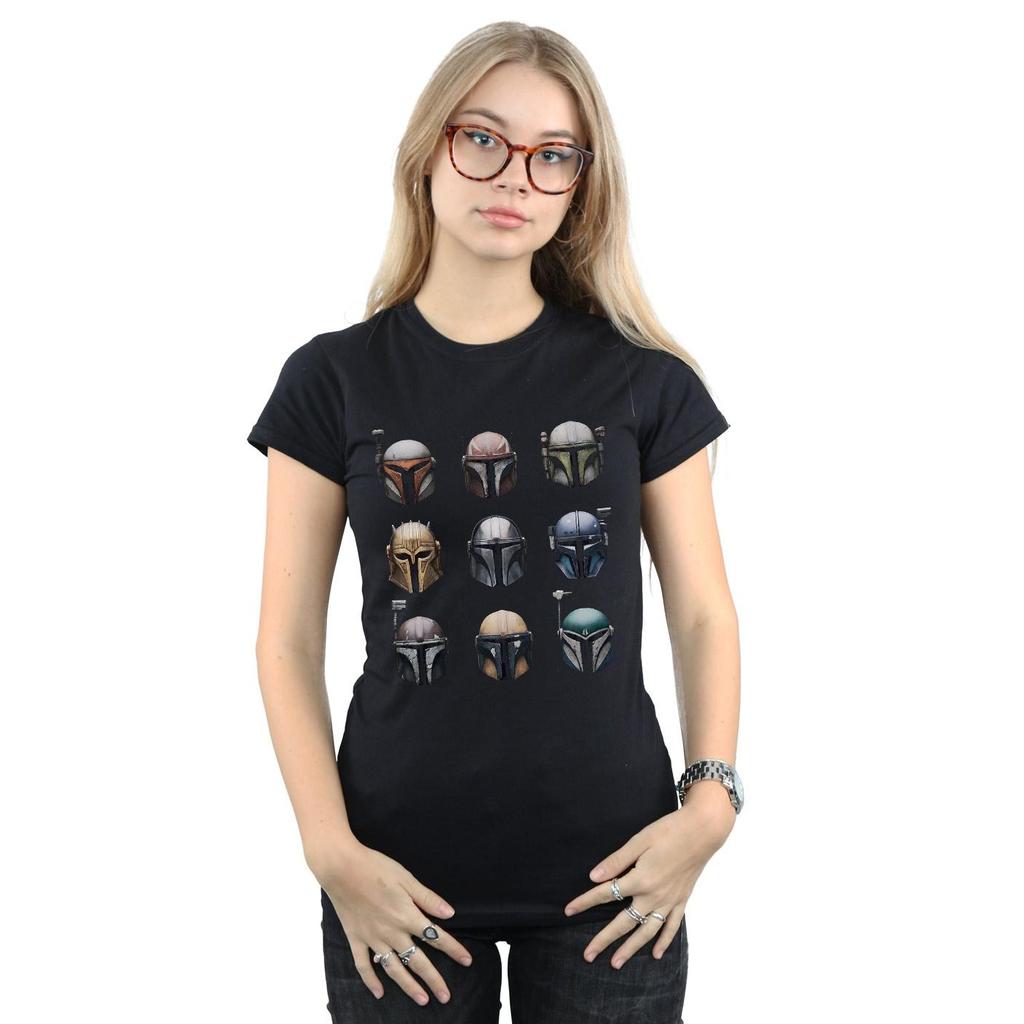 Star Wars Womens/Ladies The Mandalorian Helmet Display Cotton T-Shirt