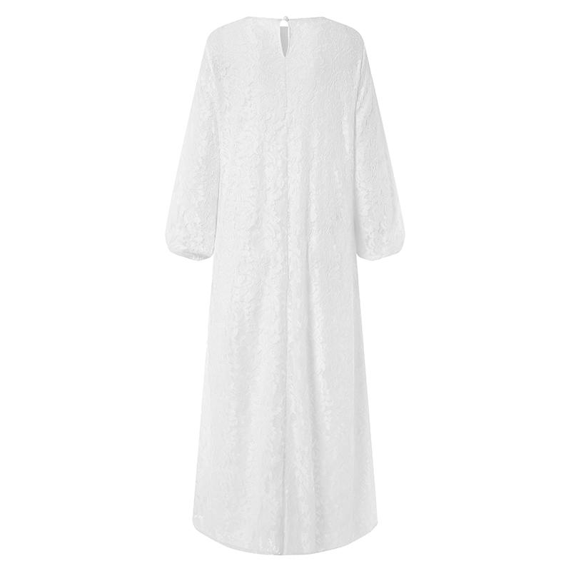 ZANZEA Женское модное лоскутное кружевное платье, весенне-осеннее повседневное длинное платье-кафтан с круглым вырезом и длинными рукавами