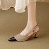 Fashion 2025 New Women Genuine Leather Weave Sandals High Heels Slingbacks Summer Comfort Casual Shoes Office Pumps Party Prom Pumps