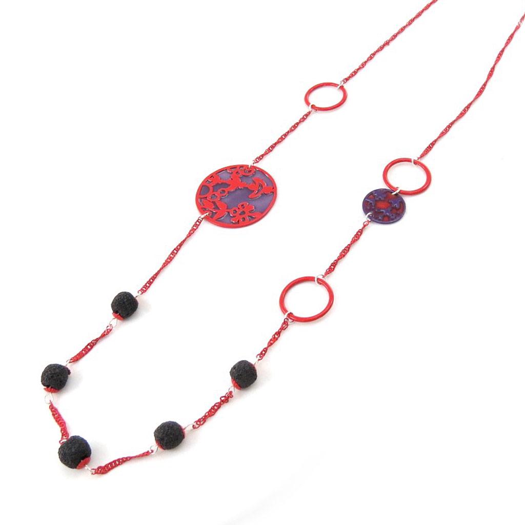 NOA [J2183] — Красное дизайнерское колье «Ombres Chinoises»